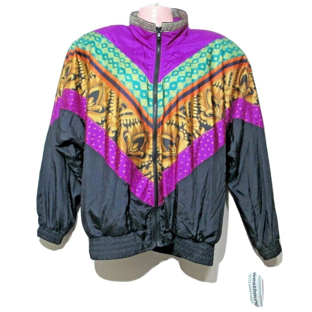 NEW Westbound Womens Vintage Jacket Purple Black Bling Size S